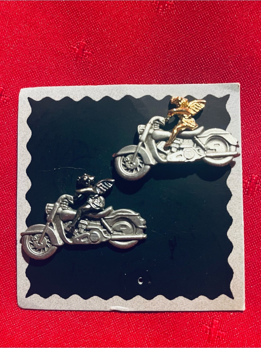 2 Vintage Collectible Biker Angel Motorcycle Pins